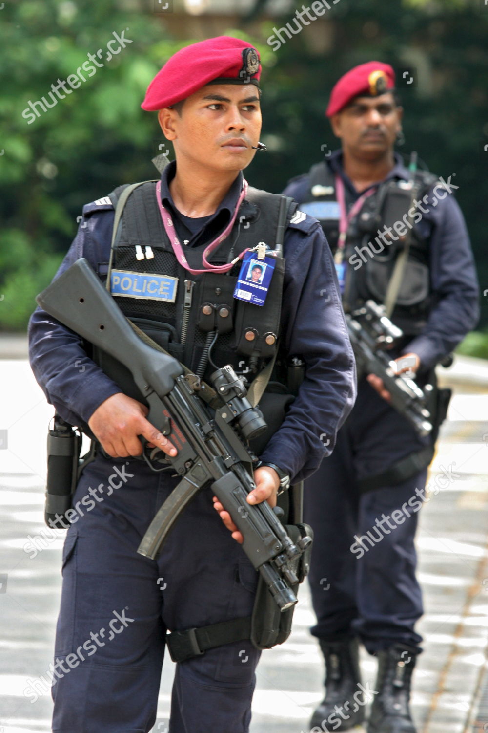 Singapore Police Officers Patroling Surroundings Shangrila Editorial