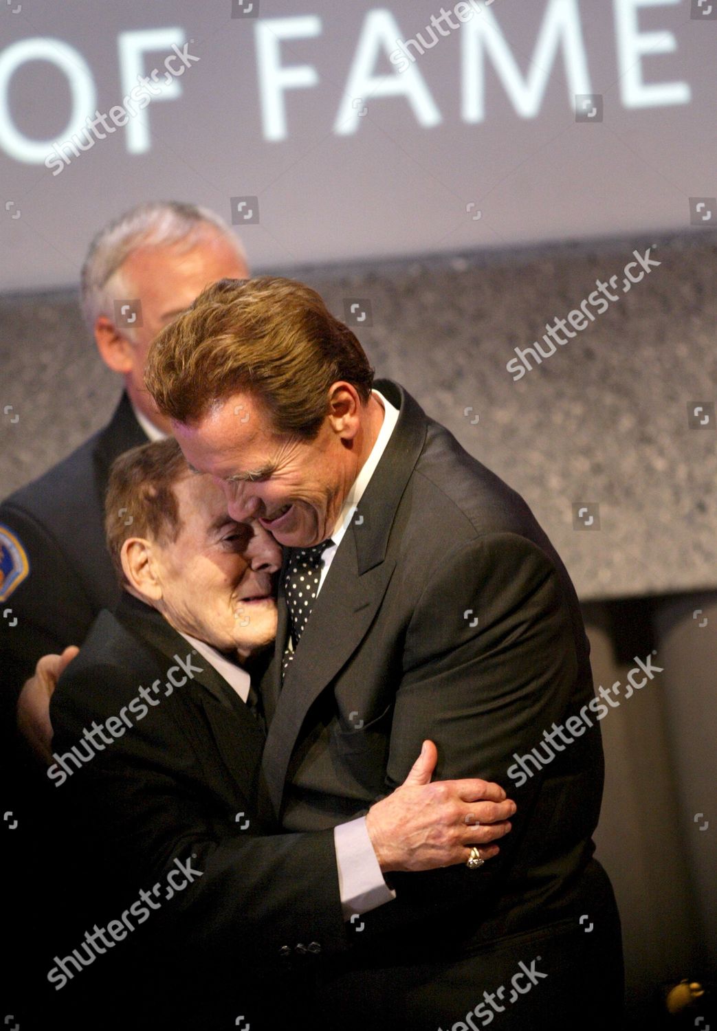 Californias Governor Arnold Schwarzenegger R Hugs Editorial Stock Photo