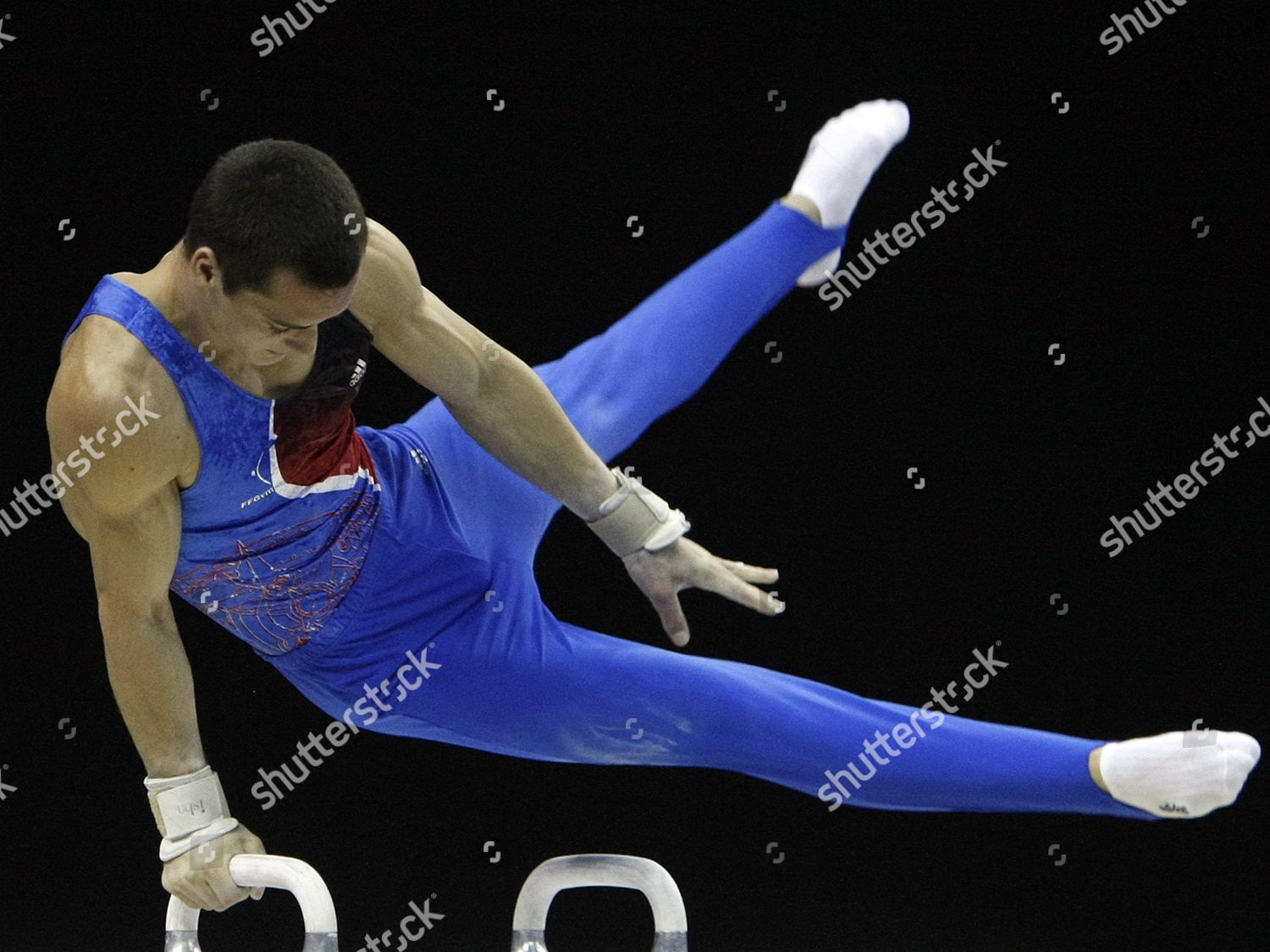 French Gymnast Cyril Tommasone Performs Pommel Editorial Stock Photo