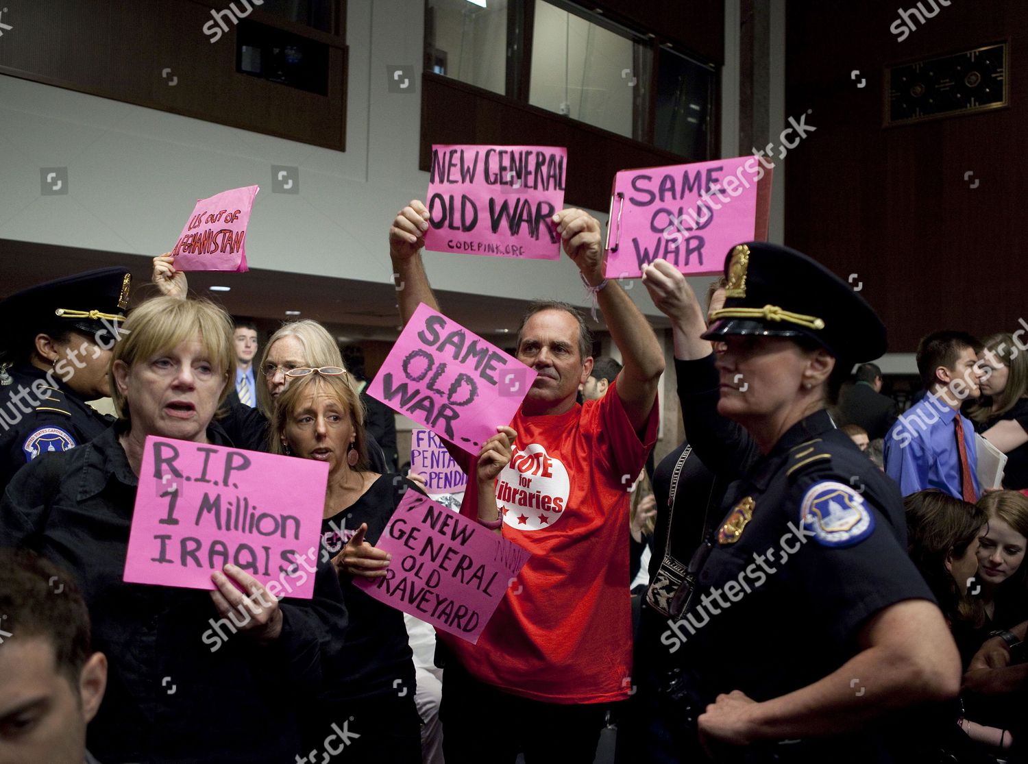 Members code pink protest during confirmation editorial stock photo