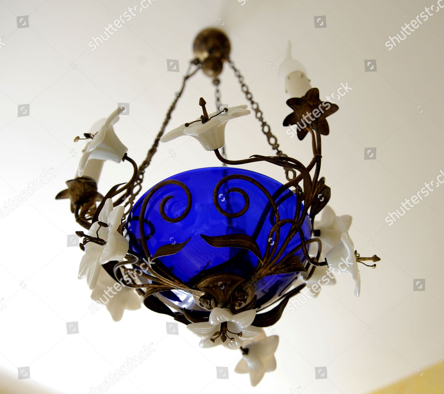 Lovely Art Neuveau Ceiling Light Wrought Iron Editorial Stock