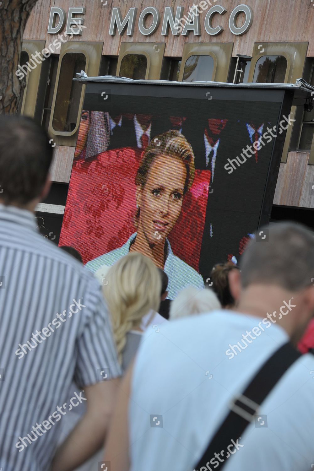 Princess Charlene Seen By People Through Giant Editorial Stock