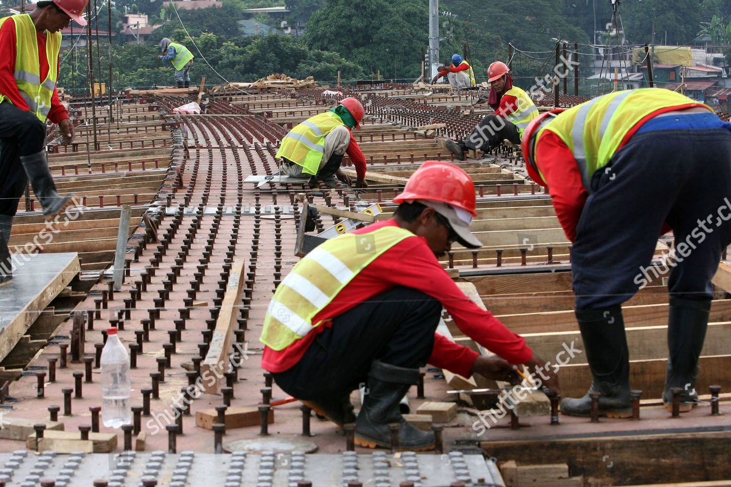 Filipino Construction Workers Work On Bridge Editorial Stock Photo 