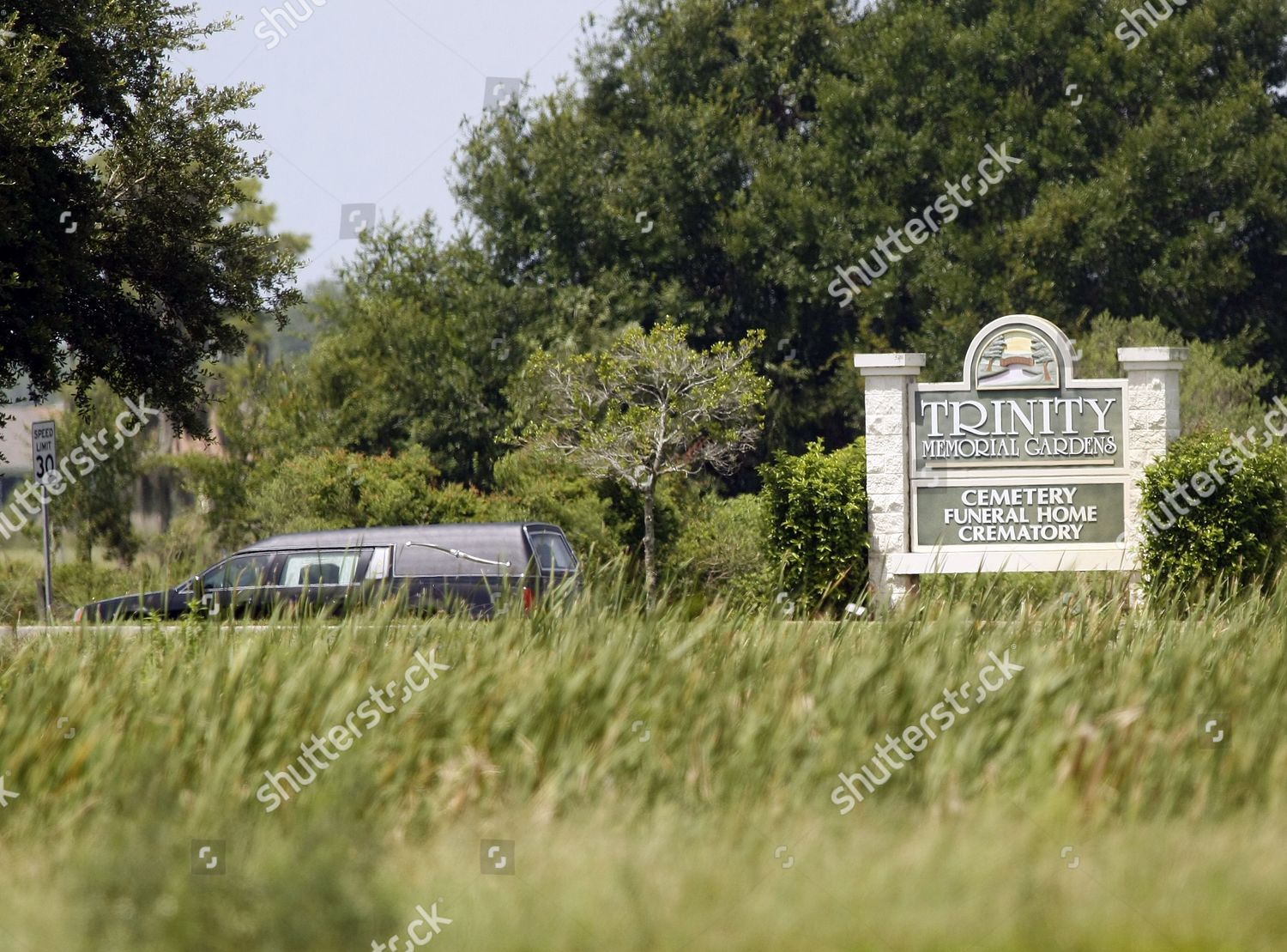 Hearse Drives Into Entrance Trinity Memorial Gardens Editorial