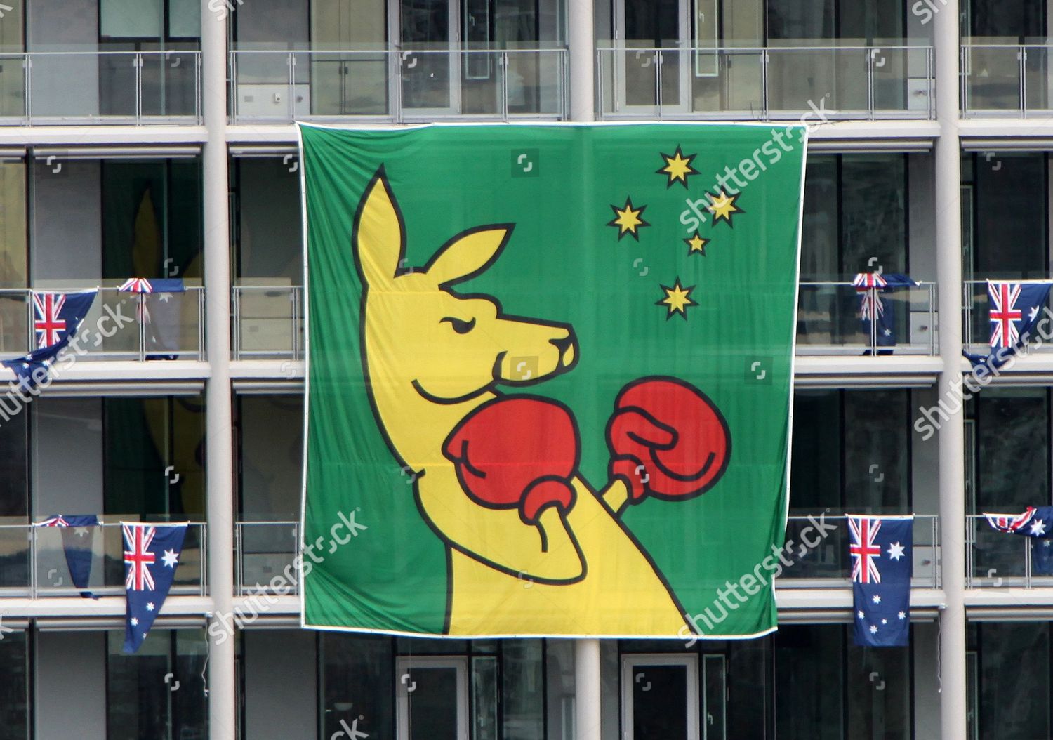 Large Boxing Kangaroo Flag Hung By Editorial Stock Photo Stock Image