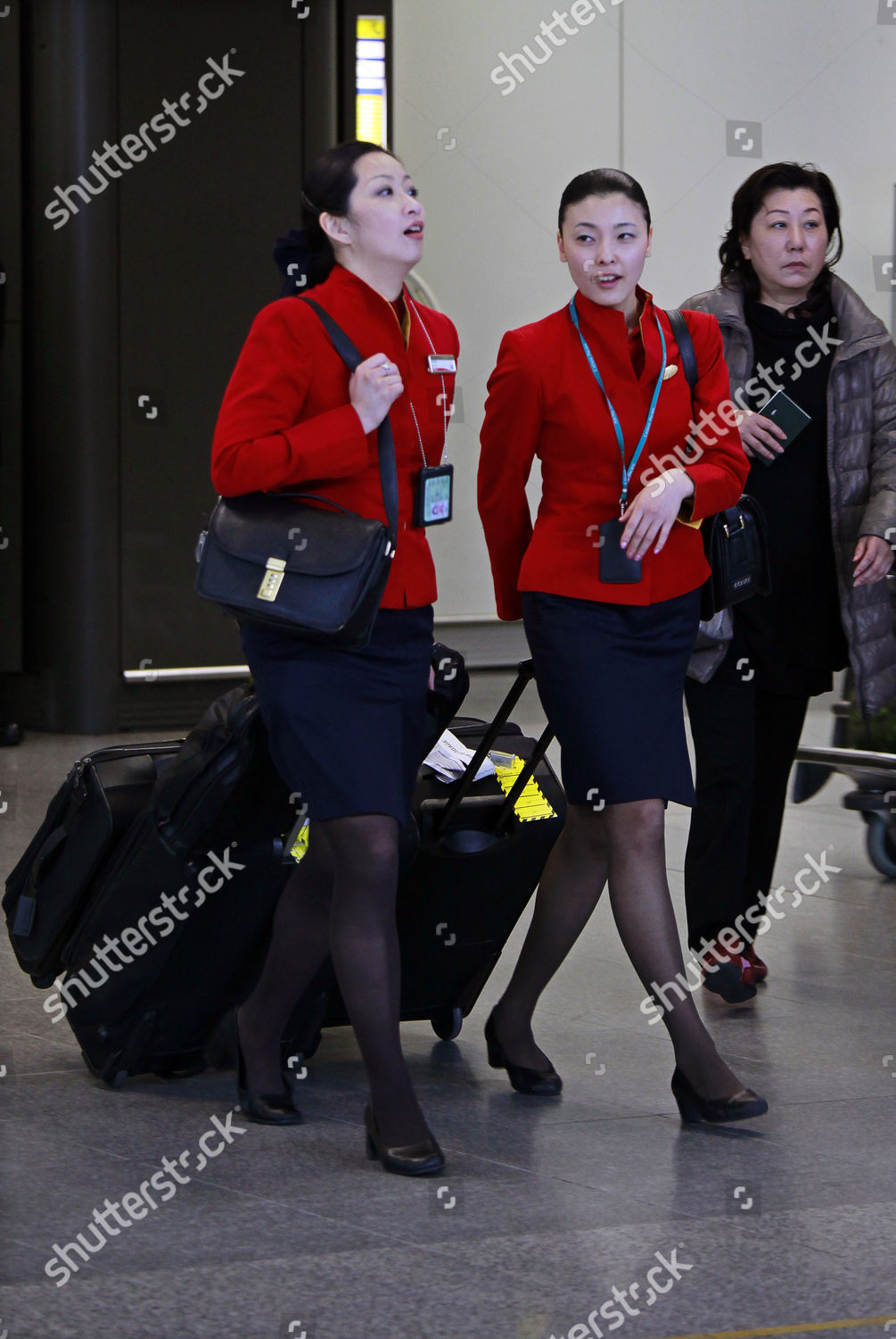 Flight Attendants Cathay Pacific Airways Arrive Hong Editorial