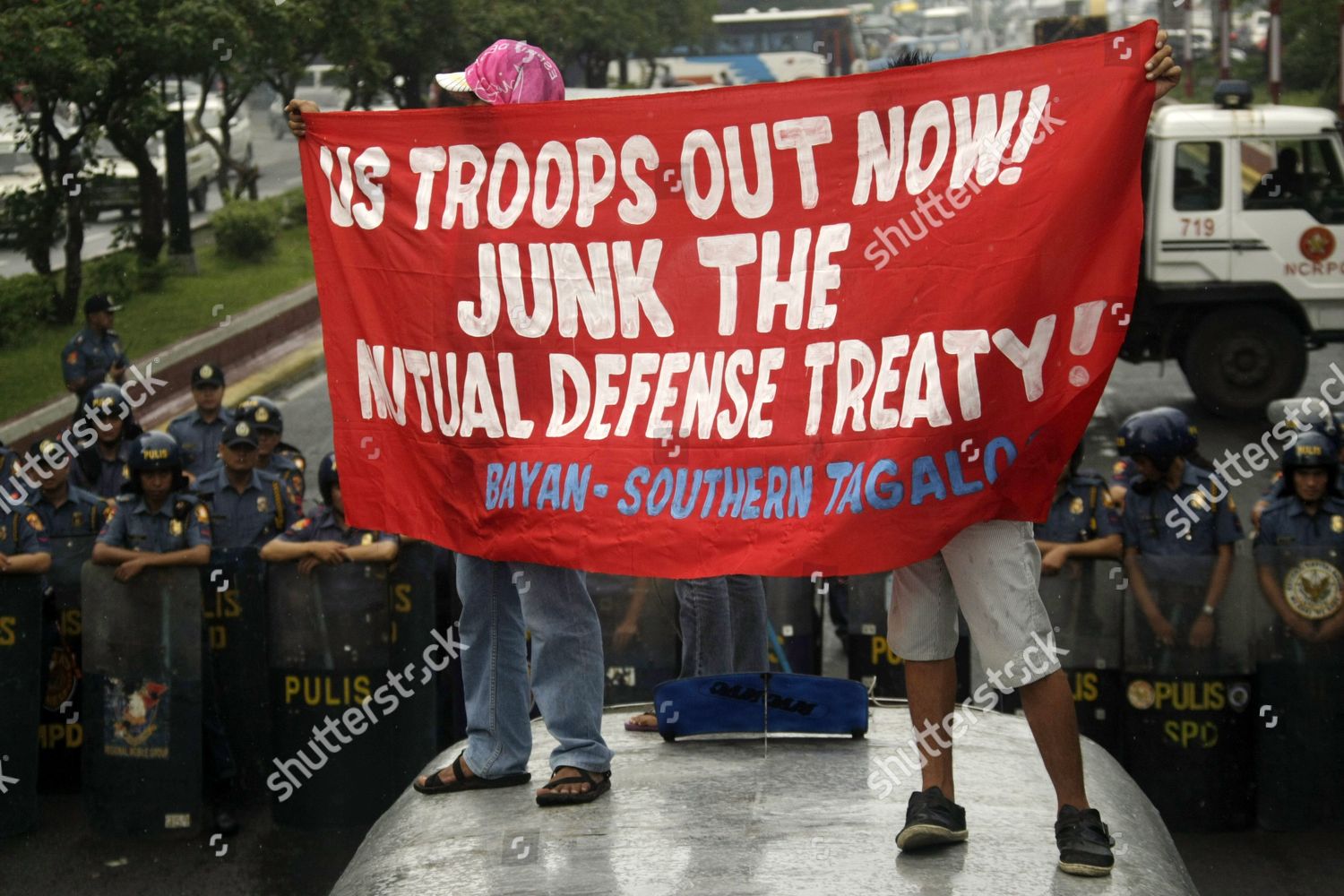 Filipino Students Hold Protest Placcard During Editorial Stock Photo ...