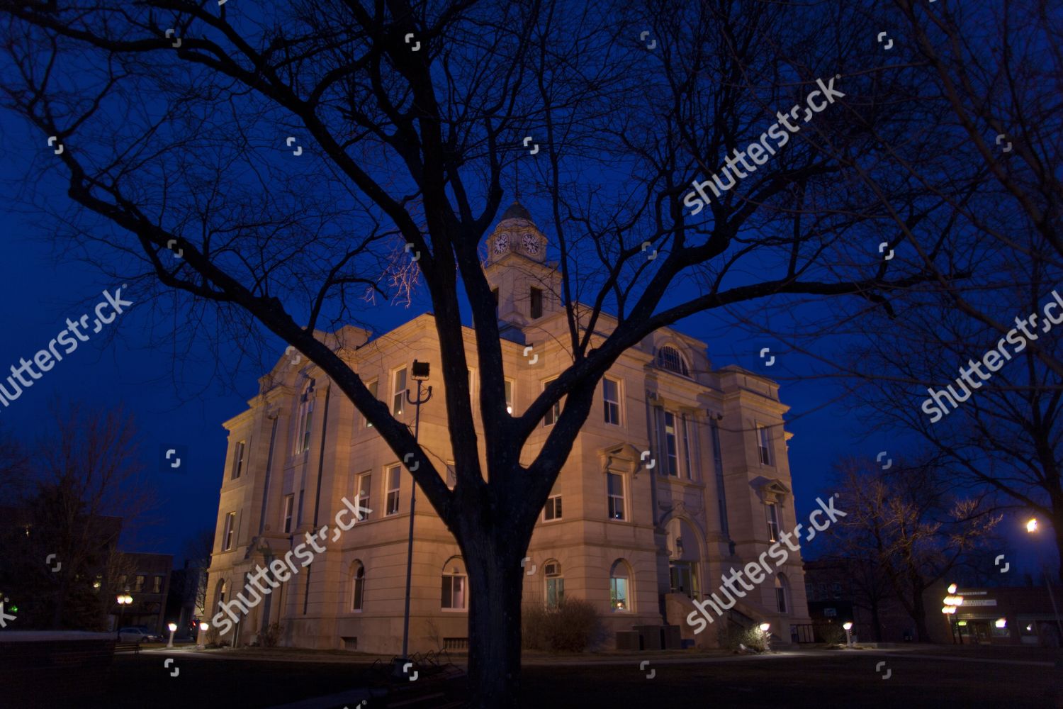 Keokuk County Courthouse Glows Dusk Shortly Editorial Stock Photo