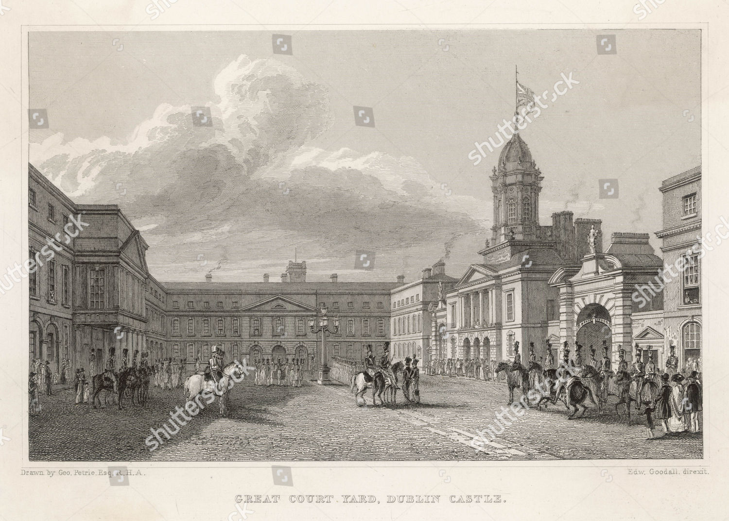 Dublin Castle Great Courtyard 1840 Editorial Stock Photo - Stock Image ...