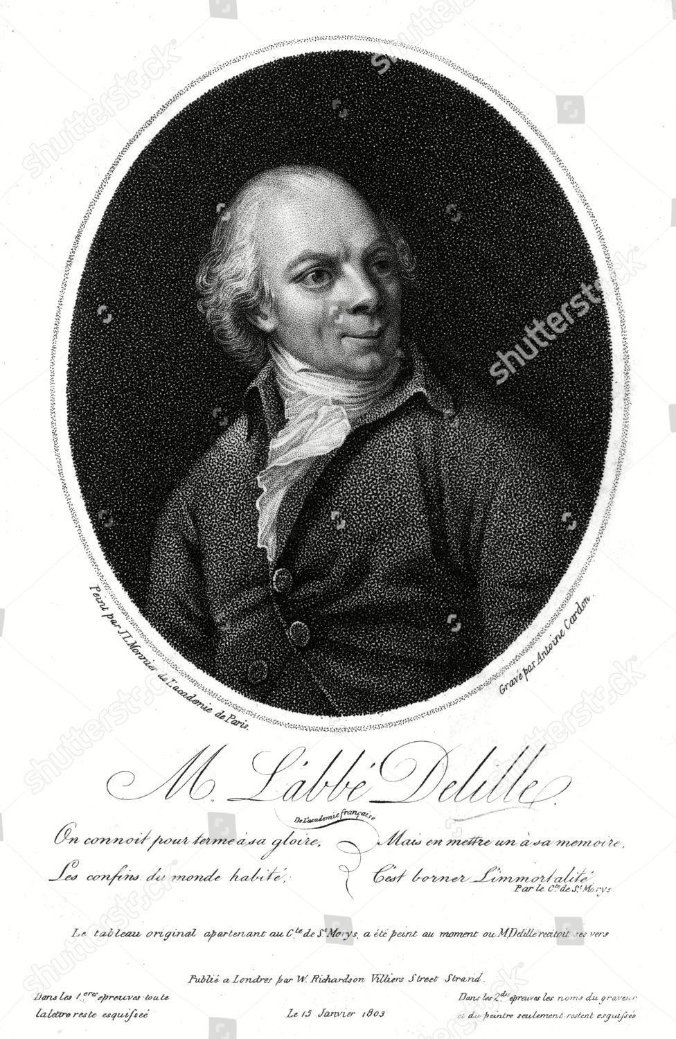 Abbe Jacques Delille French Writer Academician Editorial Stock Photo