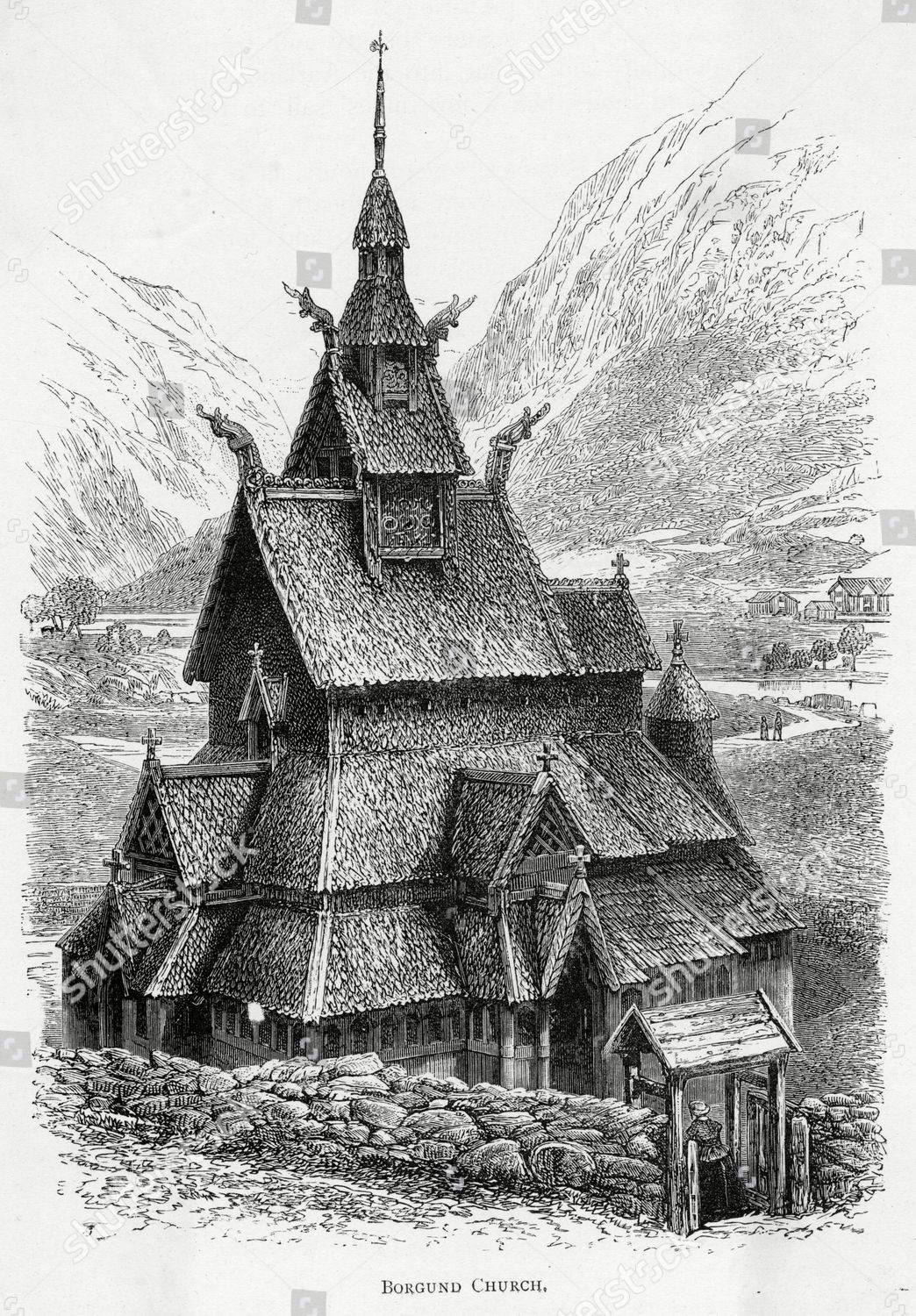 Fine Example Stave Church 1885 Editorial Stock Photo - Stock Image ...