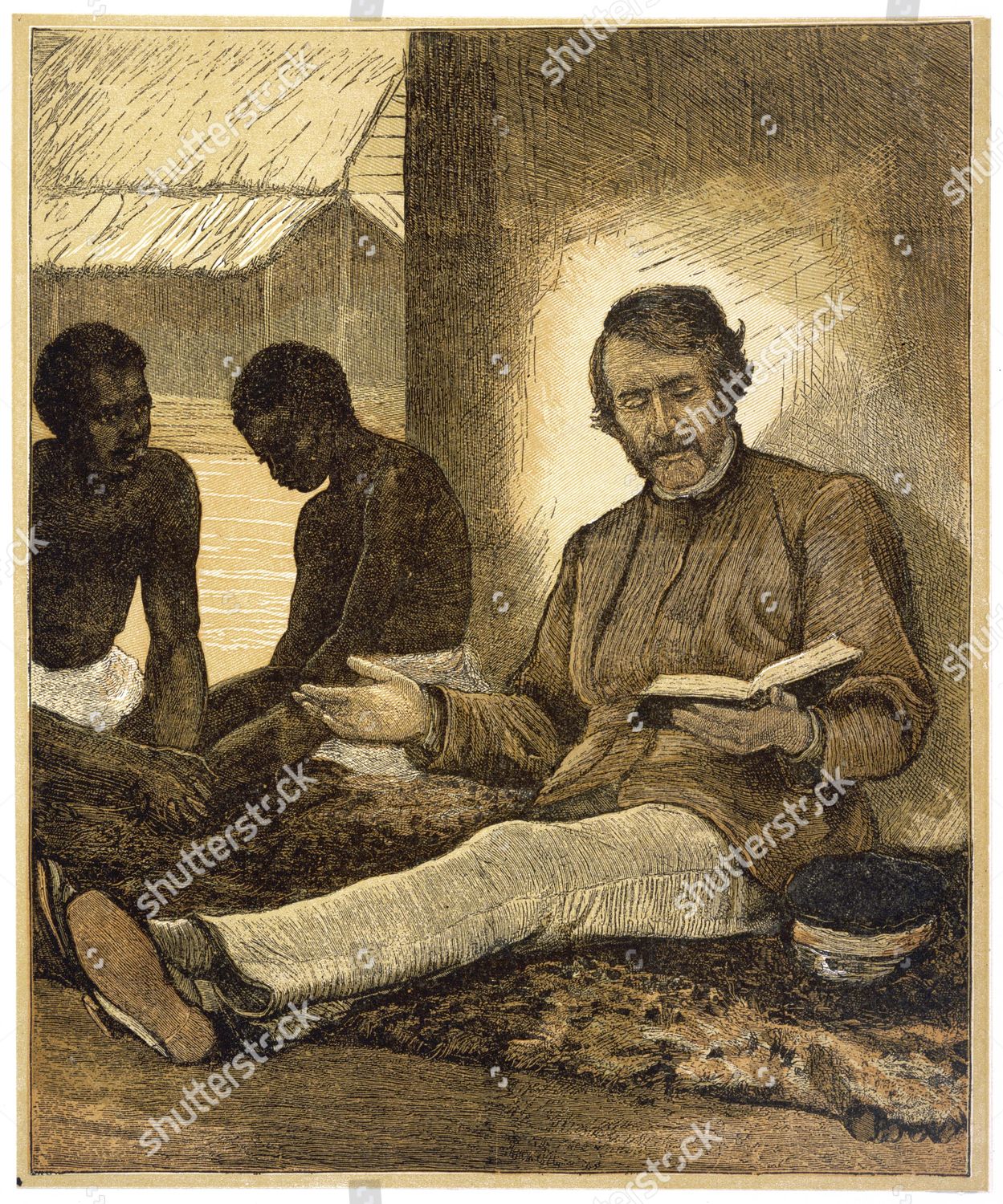 Livingstone Missionary Reads Bible African Natives Editorial Stock ...