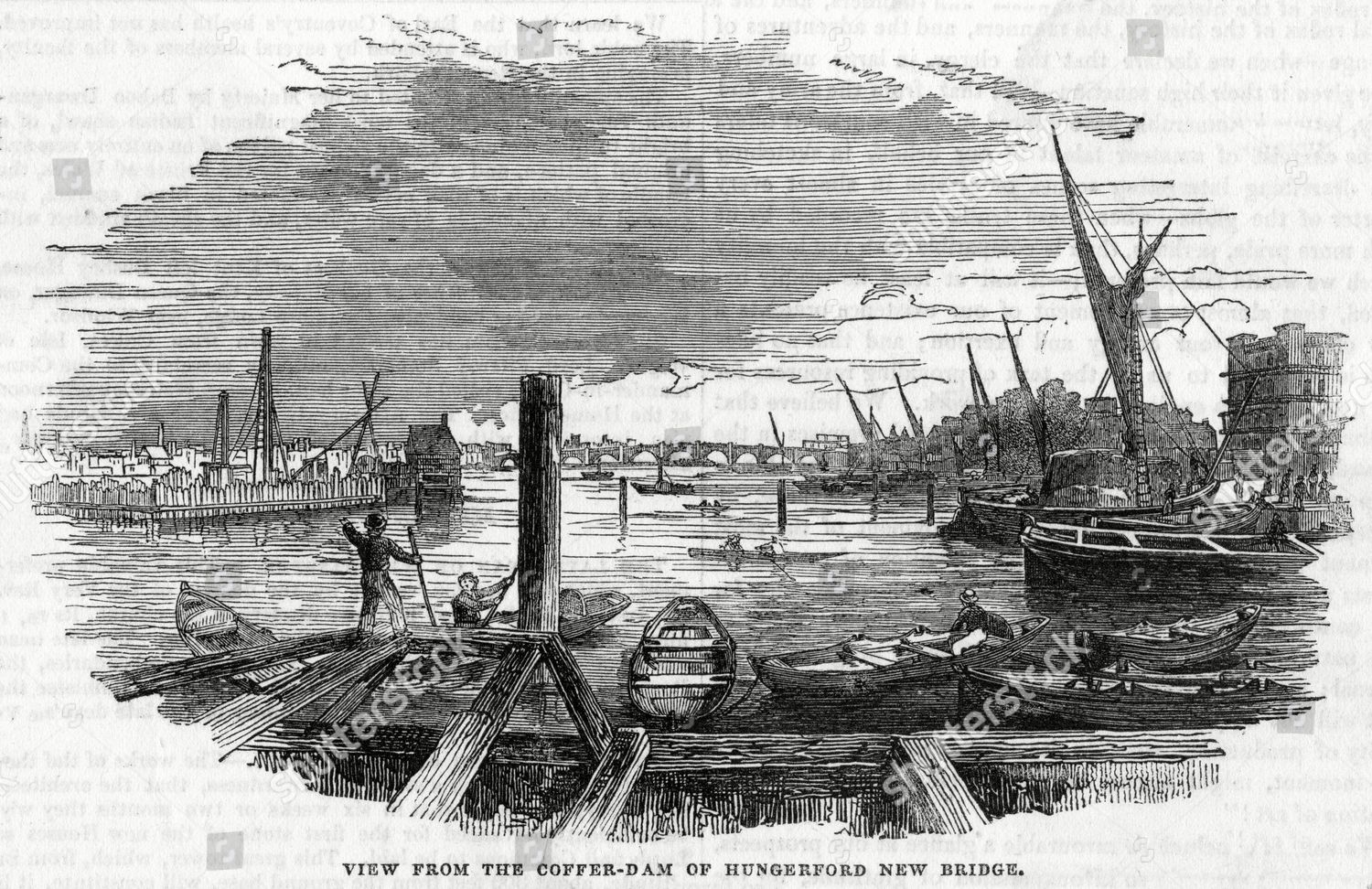 View Thames During Construction Old Hungerford Editorial Stock Photo