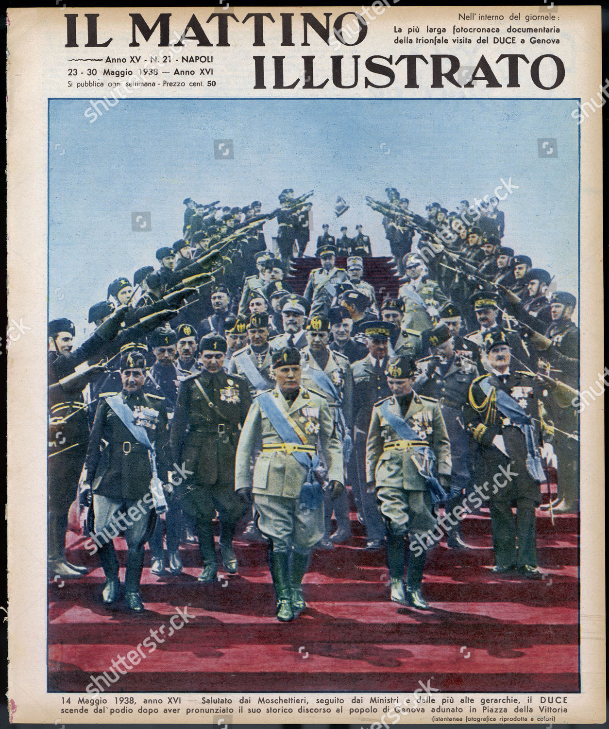 Mussolini Rally Genova After Giving Speech Editorial Stock Photo ...