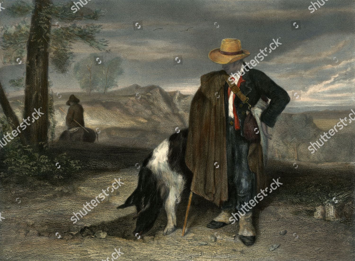 Man His Trufflehunting Pig 19th Century Editorial Stock Photo - Stock ...