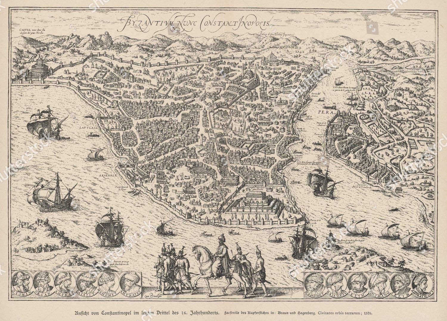 OTTOMAN EMPIRE CONSTANTINOPLE AFTER TURKS CAPTURED Editorial Stock