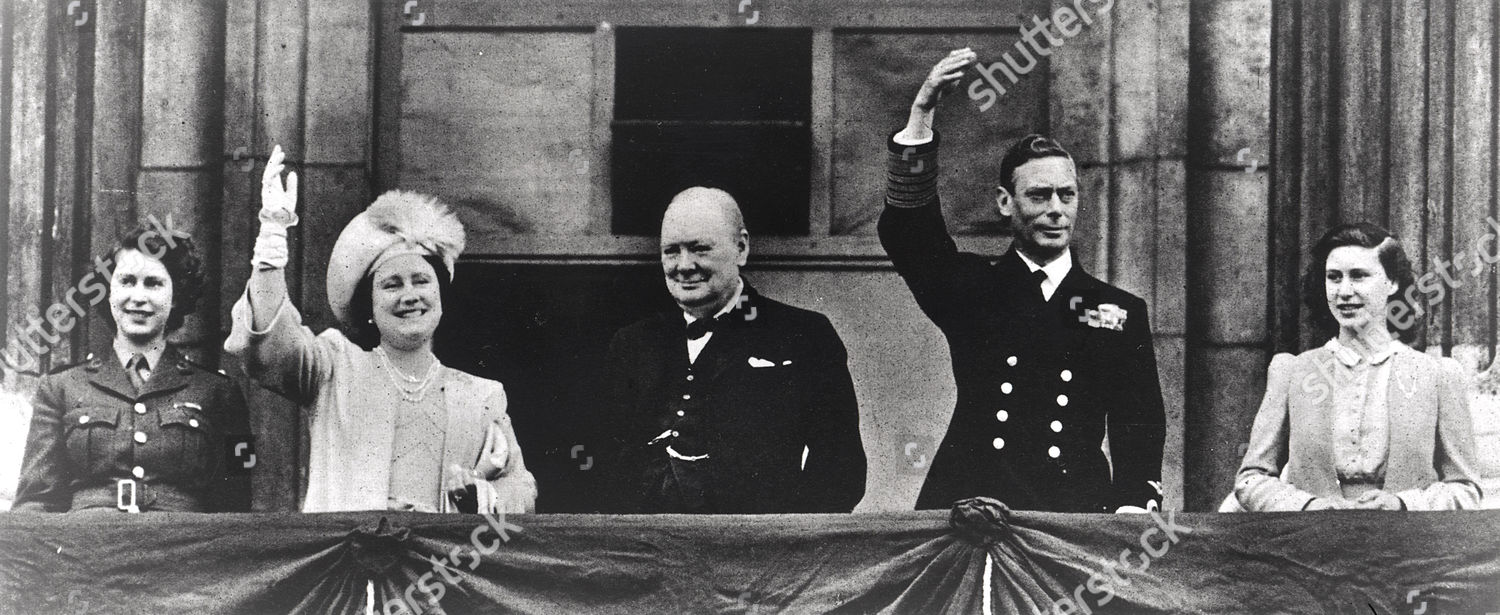 Winston Churchill Members Royal Family Waving Editorial Stock Photo 