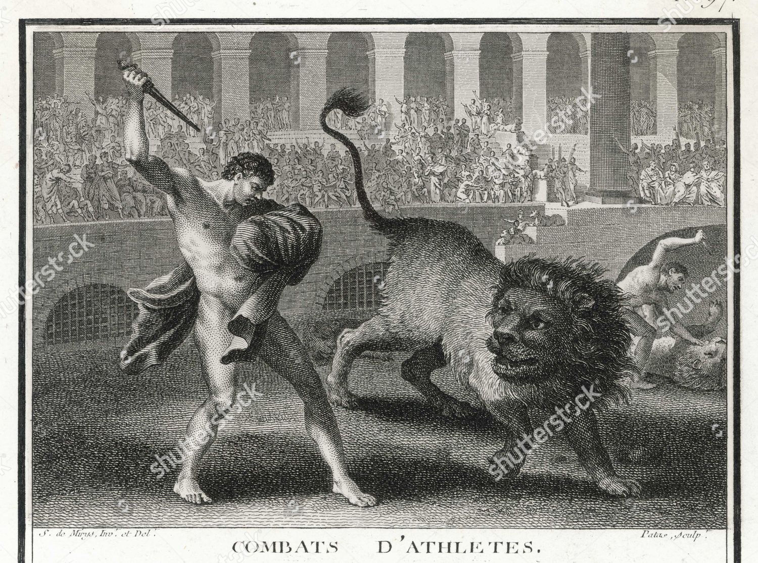 Gladiators Fighting Lions Arena Ancient Rome Editorial Stock Photo ...