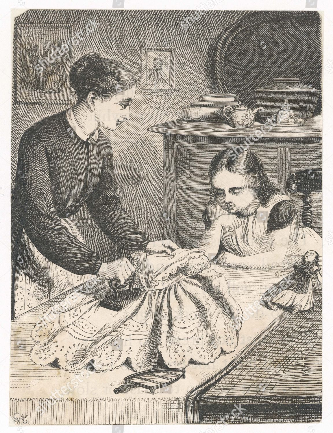 Ironing Lesson Little Girl Helps Her Editorial Stock Photo - Stock ...