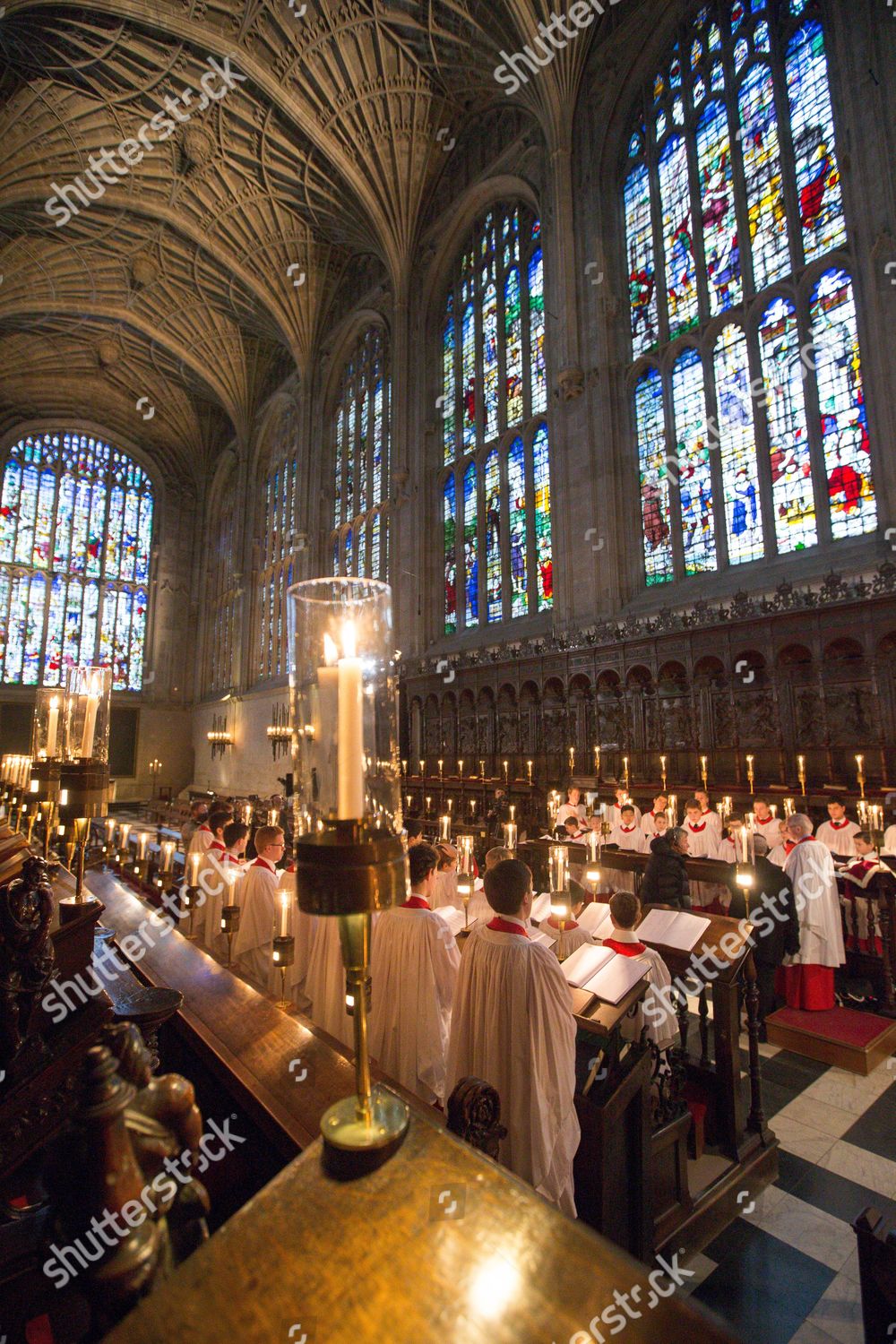 Picture shows Kings College choir Cambridge rehearsing Editorial Stock