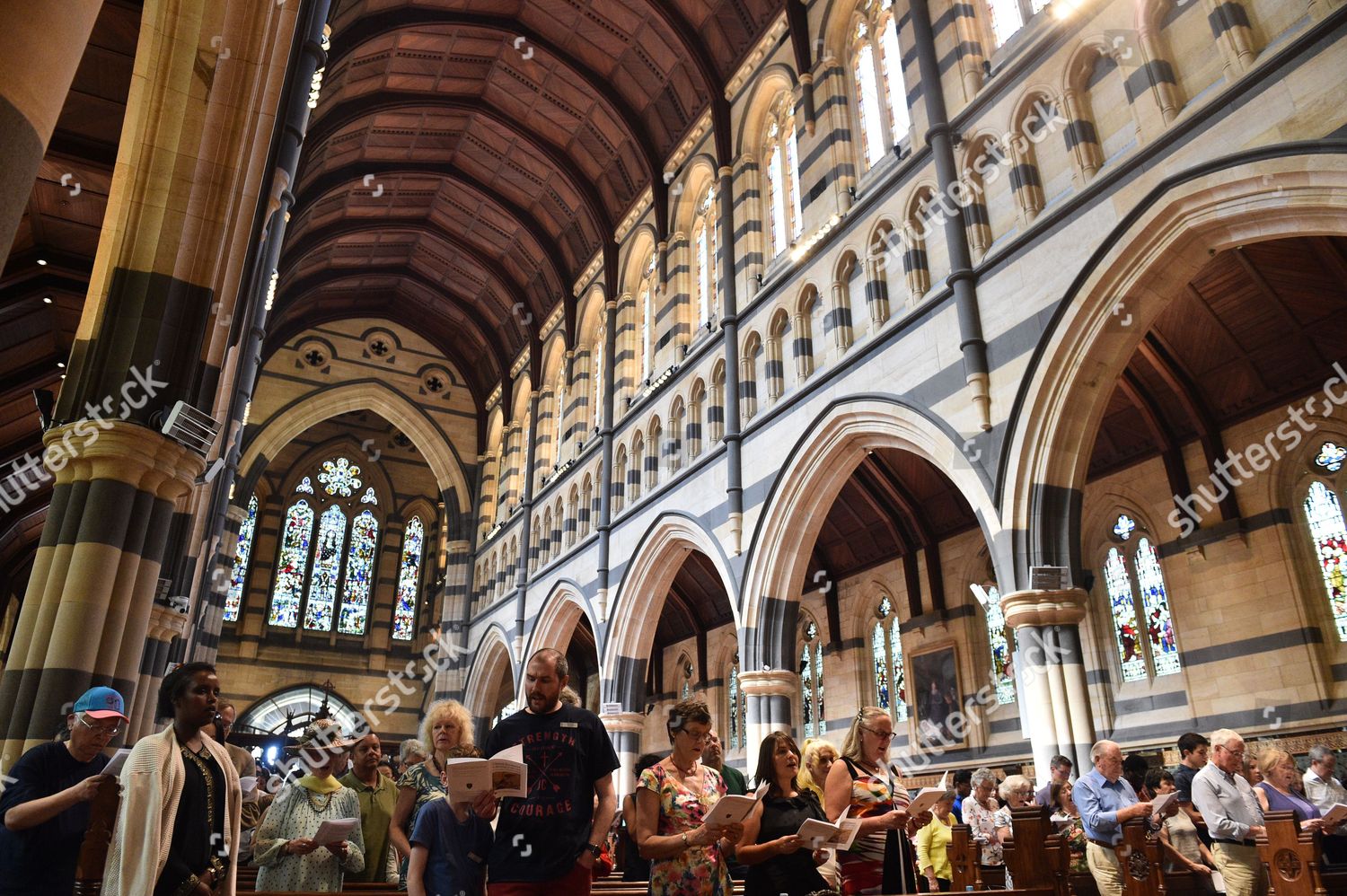 Worshippers Gather St Pauls Cathedral Melbourne Australia