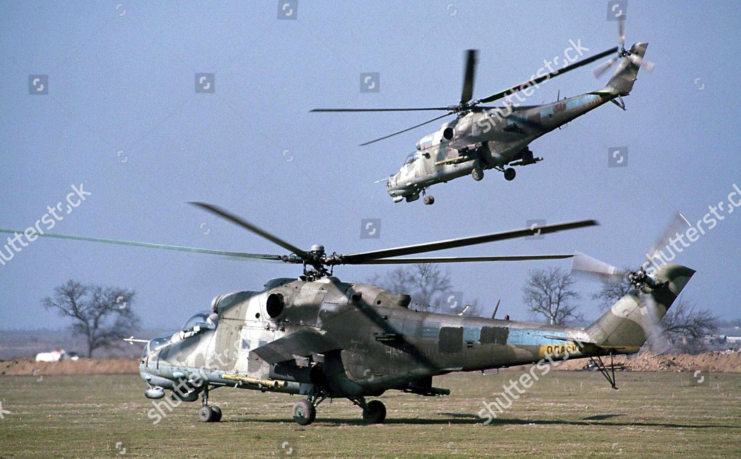 Moscow Russian Federation Russian Combat Helicopters Take Foto