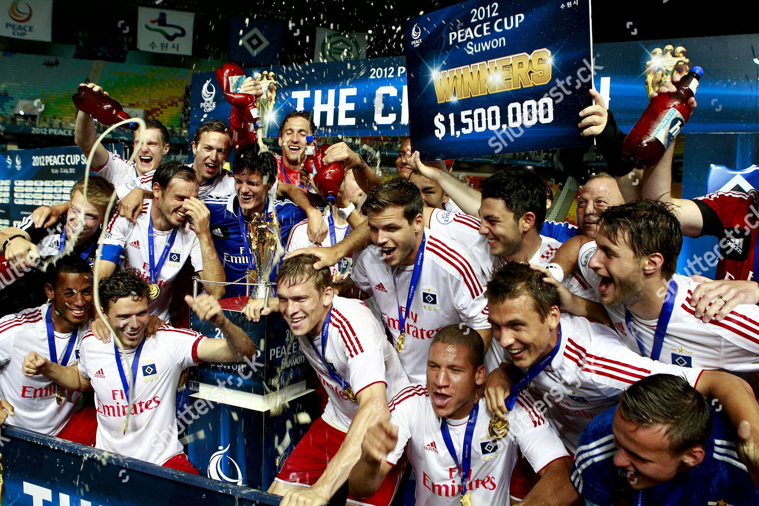 Hamburger Sv Players Celebrate Their Victory Editorial Stock Photo
