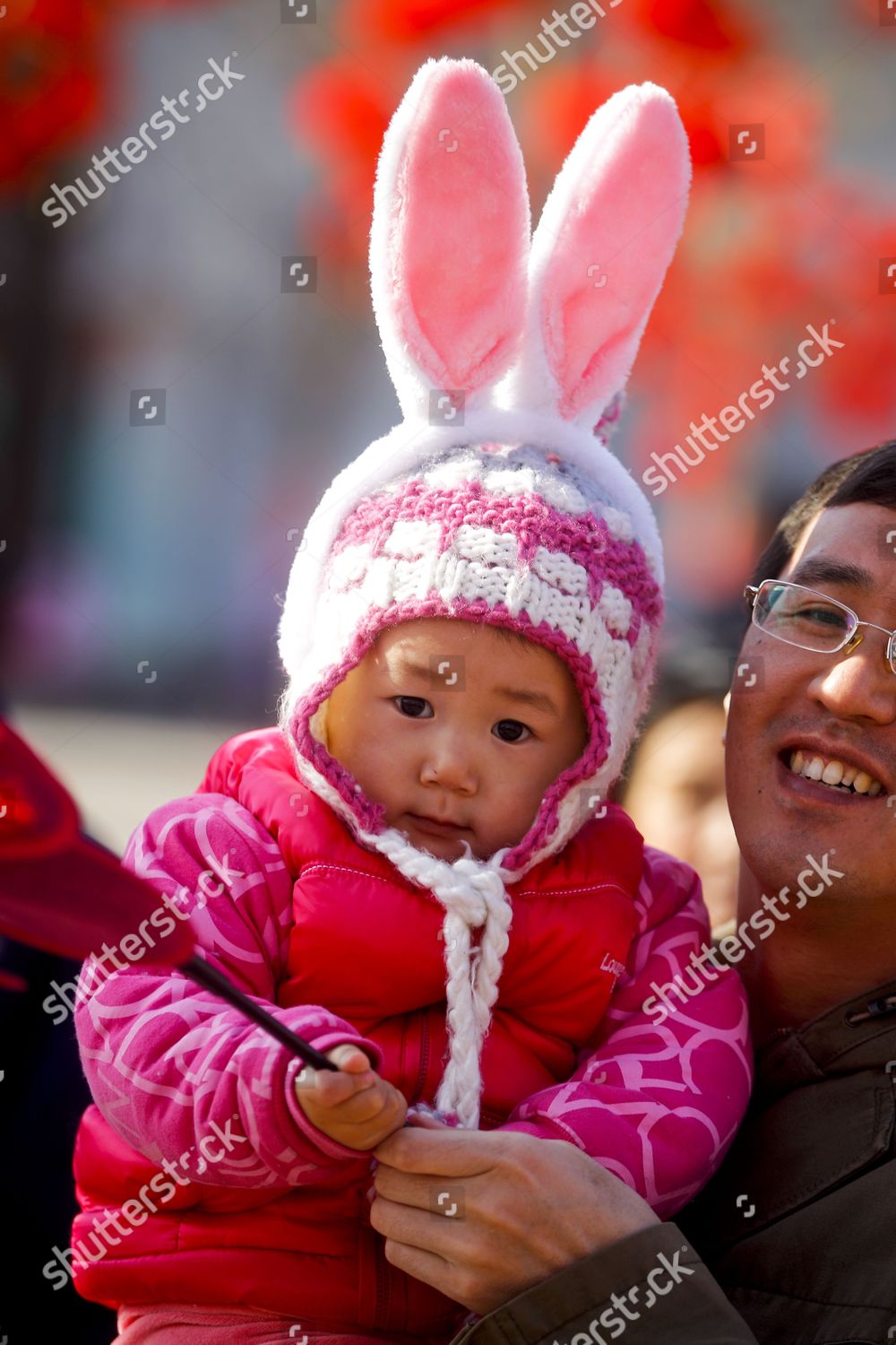 Young Girl Wearing Rabbits Ears Poses Editorial Stock Photo - Stock