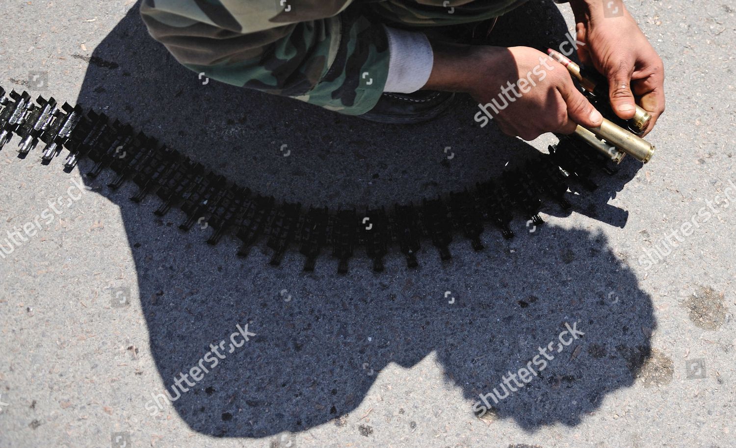 Libyan Rebel Fighter Reloads Ammunition Belt Editorial Stock Photo ...