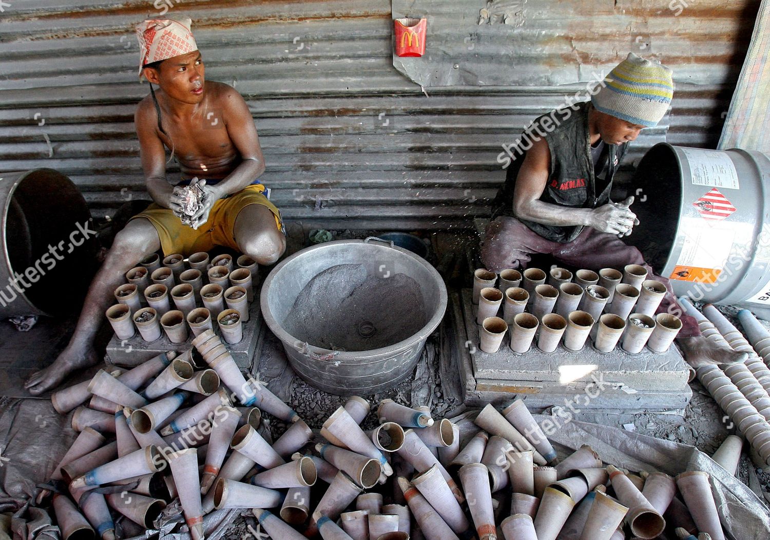 Filipino Workers Scoop Gun Powder Into Editorial Stock Photo Stock Image Shutterstock