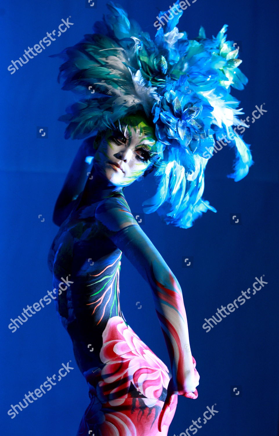 Model Poses During International Body Painting Festival Editorial