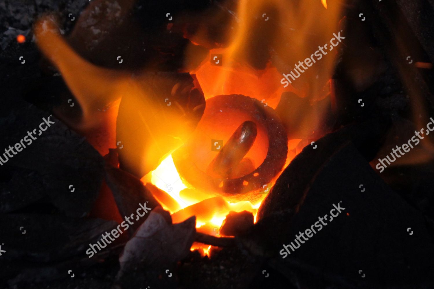 Crucible Melting Gold Amidst Traditional Charcoal Editorial Stock Photo ...