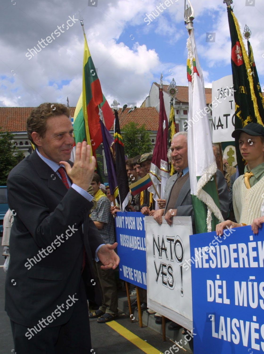 Vilnius Lithuania Rafael Estrella L President Nato Editorial Stock