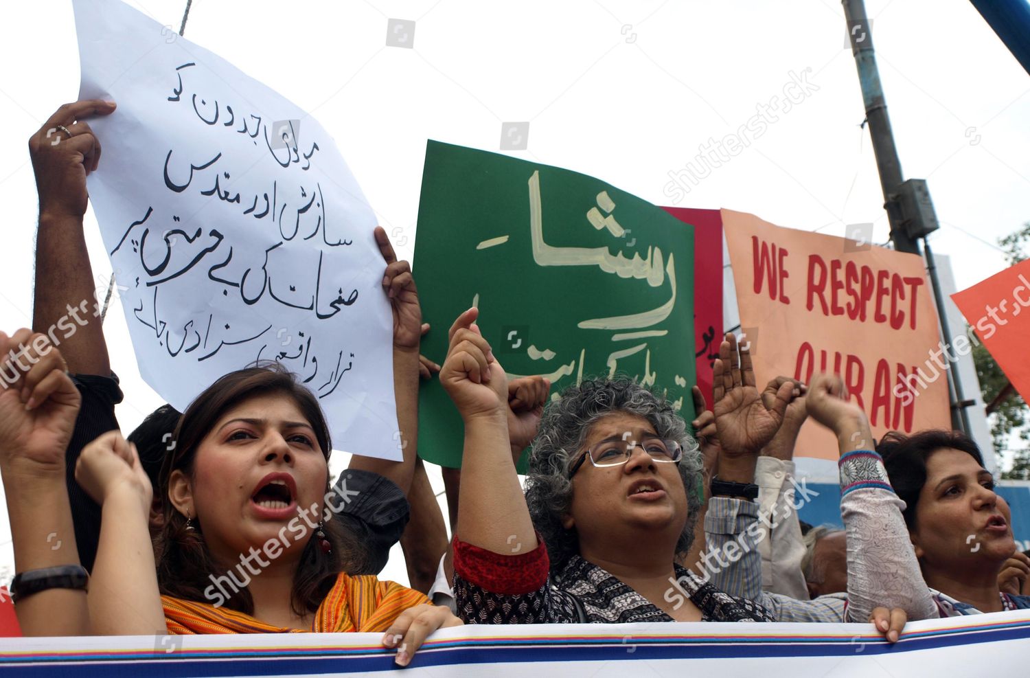 Pakistani Christians Carry Placards Reading Urdu Editorial Stock Photo