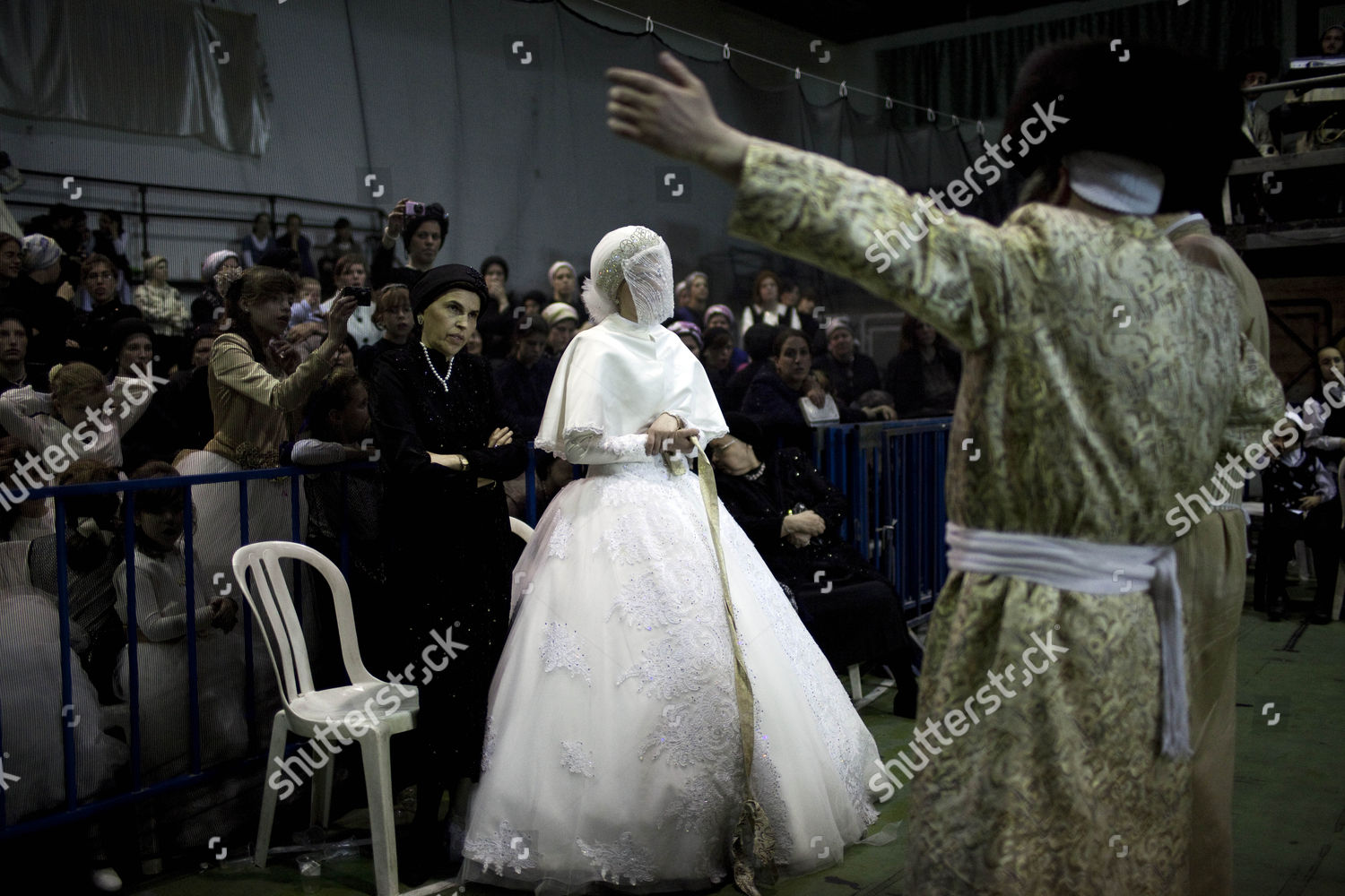 Ultraorthodox Jewish Bride Holds Strip Cloth Attached Editorial