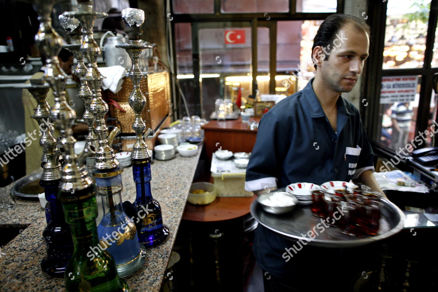 Turkish Waiter Serves Teas Water Pipe Editorial Stock Photo Stock