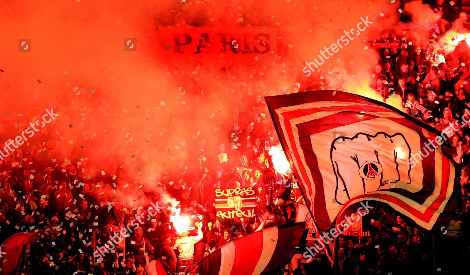 Supporters Paris Saint Germain Light Fireworks Editorial Stock Photo