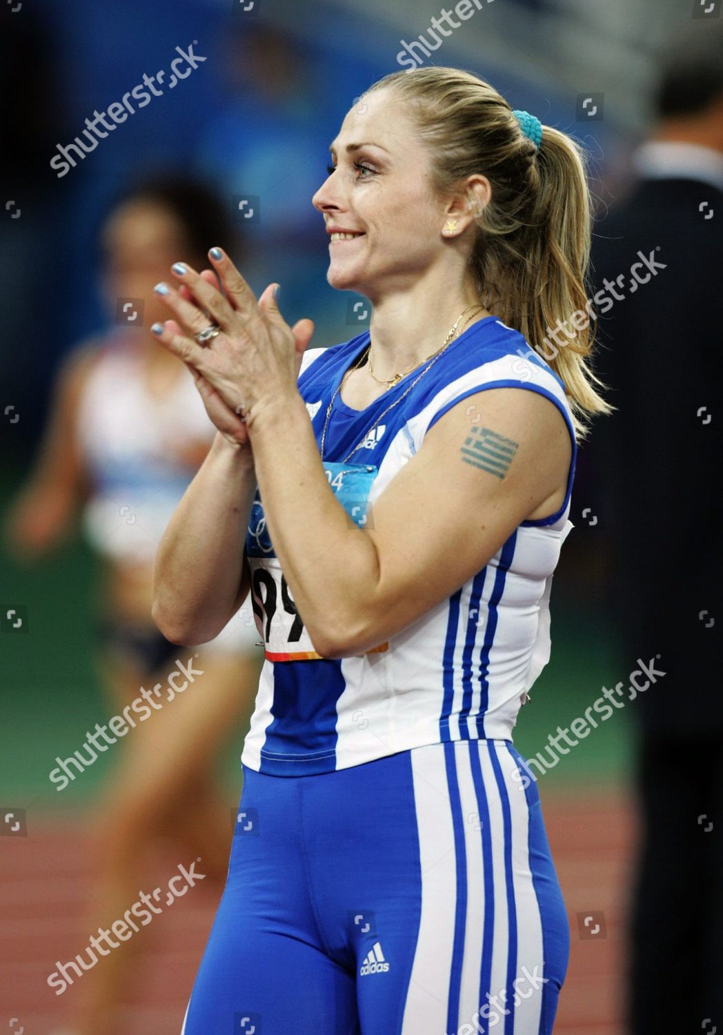 Mirela Manjani Greece Smiles During Womens Editorial Stock Photo