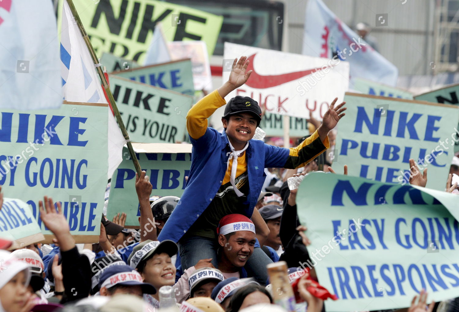 Indonesian Workers Hold Protest Front Nike Indonesia Editorial Stock Photo Stock Image Shutterstock