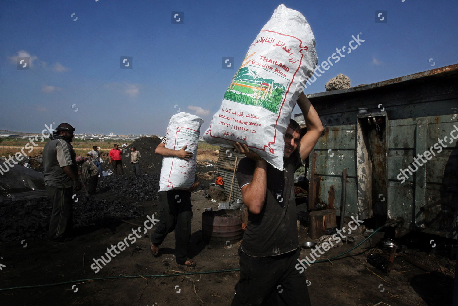 Palestinian Dealer Holds Charcoal Bag On Editorial Stock Photo Stock