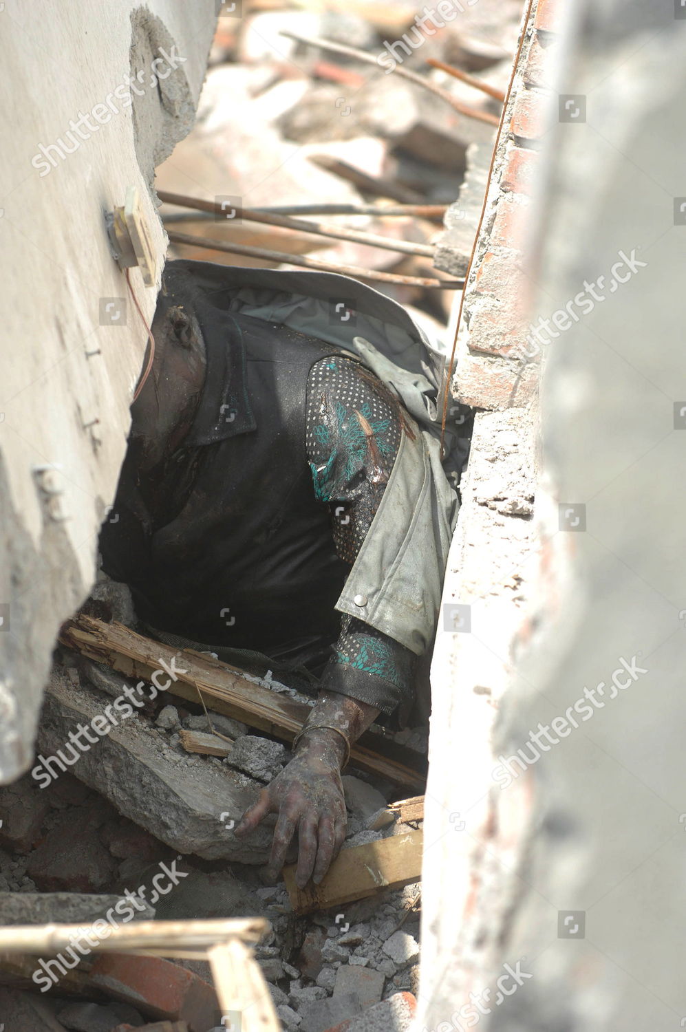 Decomposed Body Sandwiched Between Collapsed Buildings Editorial Stock ...