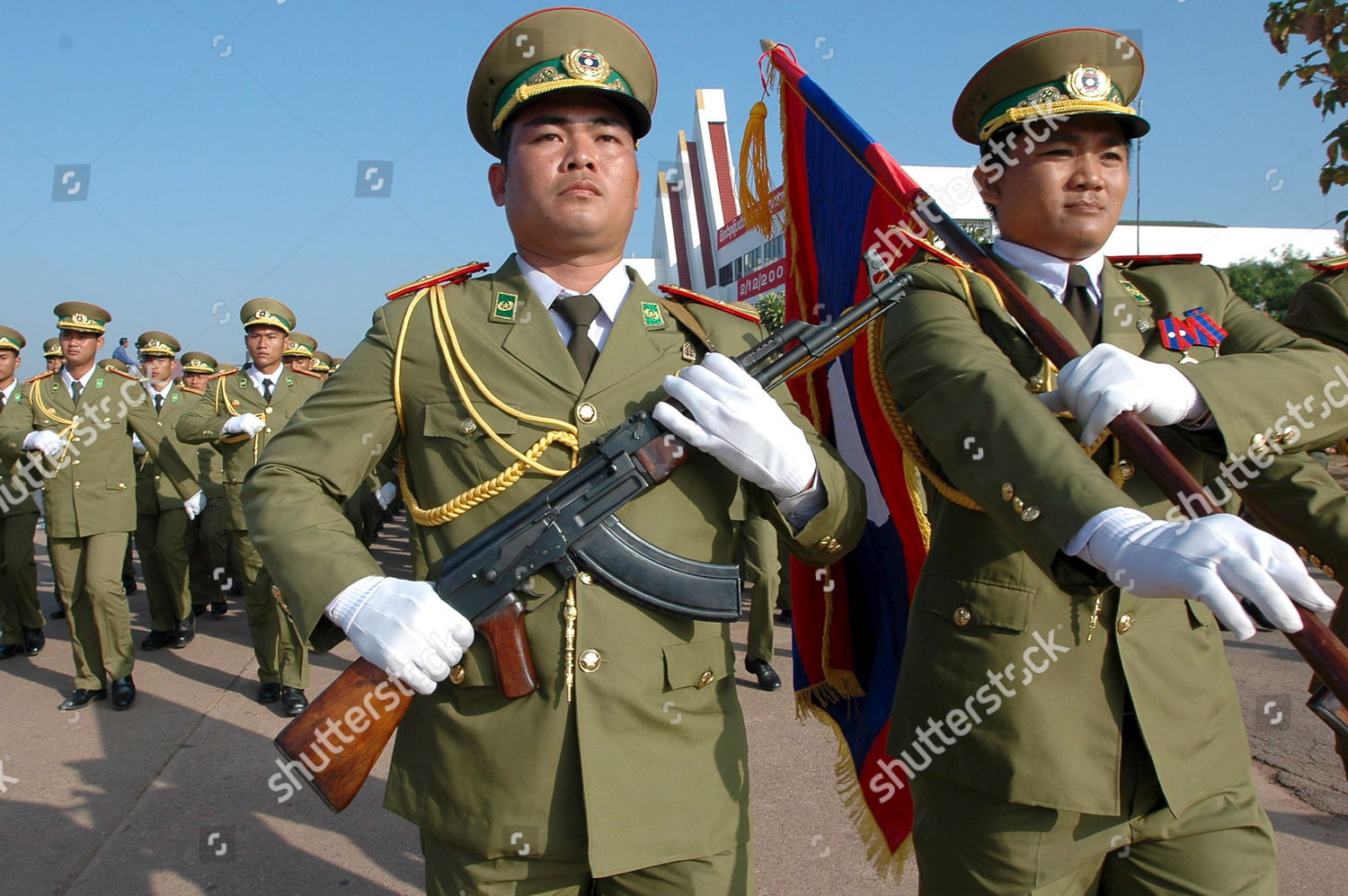 Lao Soldiers March Front National Assembly Editorial Stock Photo ...