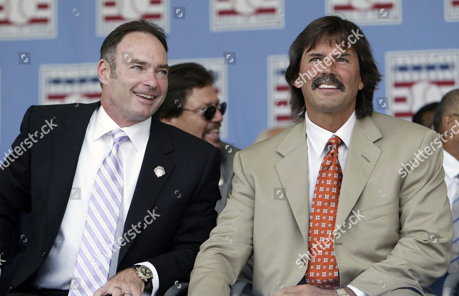 Baseball Hall of Fame inductees Dennis Eckersley (L) and Paul