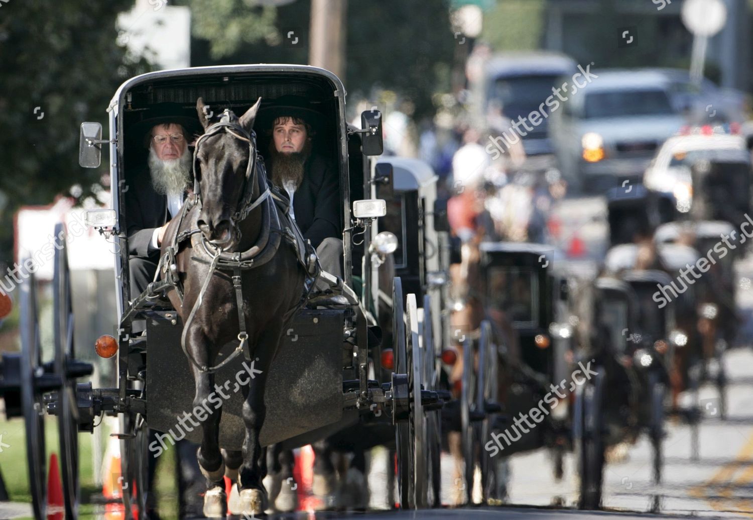 Amish Funeral Procession Makes Way Cemetery Where Editorial Stock