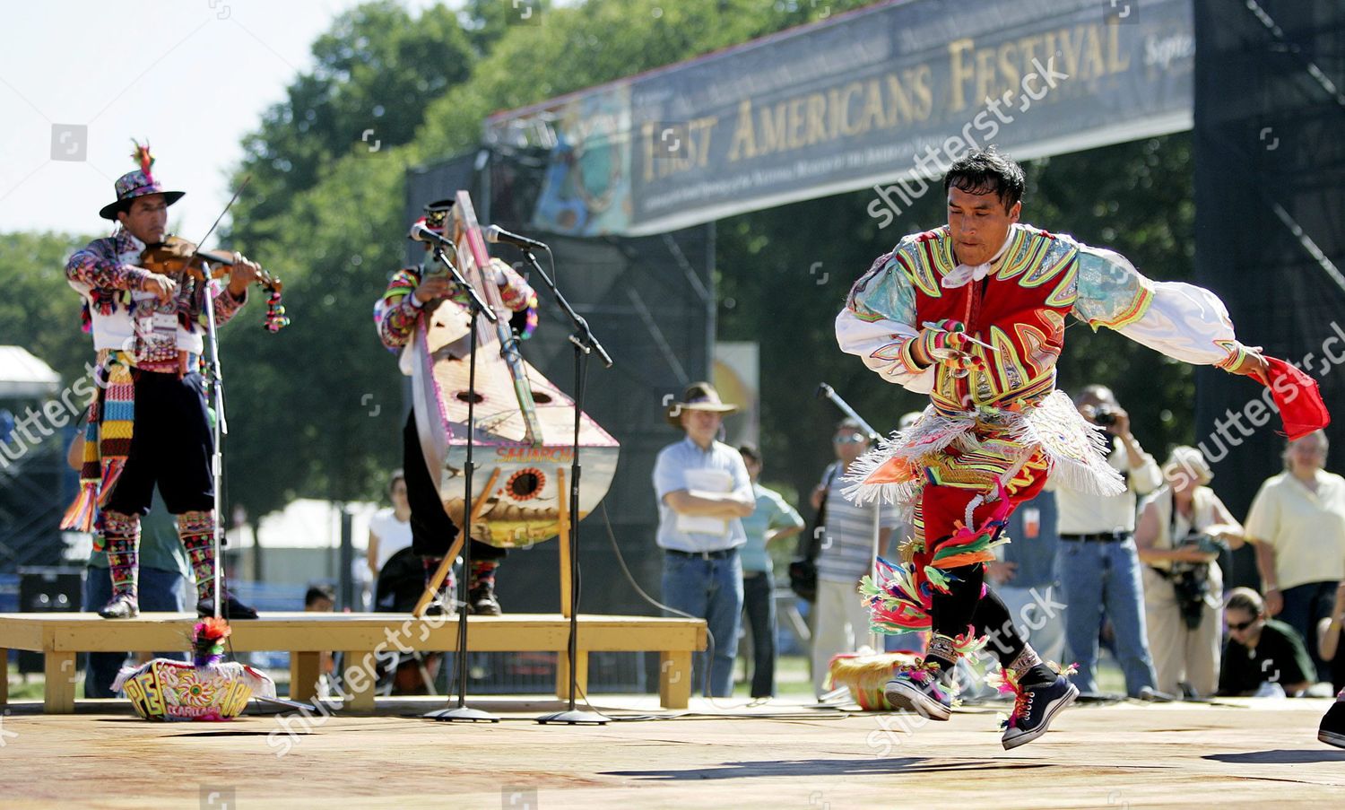 Peruvian Scissors Dancers Preform During First Editorial Stock Photo
