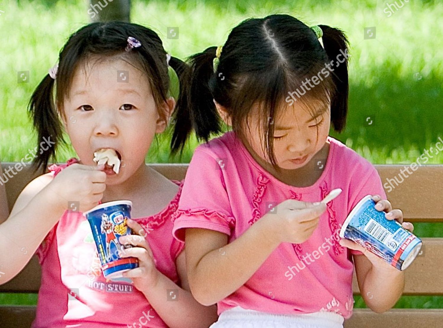 Two Girls Eat Ice Cream Cool Editorial Stock Photo Stock Image