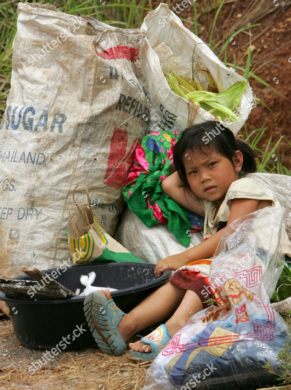 Stateless Hmong Refugee Child Her Possessions Editorial Stock Photo 