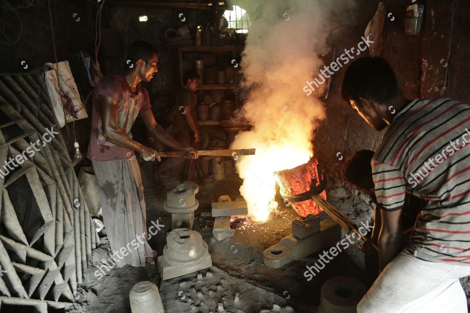 Workers Pour Melting Silver Into Disc Editorial Stock Photo - Stock ...
