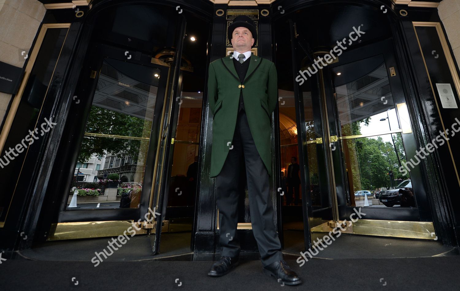 Doorman Stands Entrance Dorchester Hotel London Britain Editorial