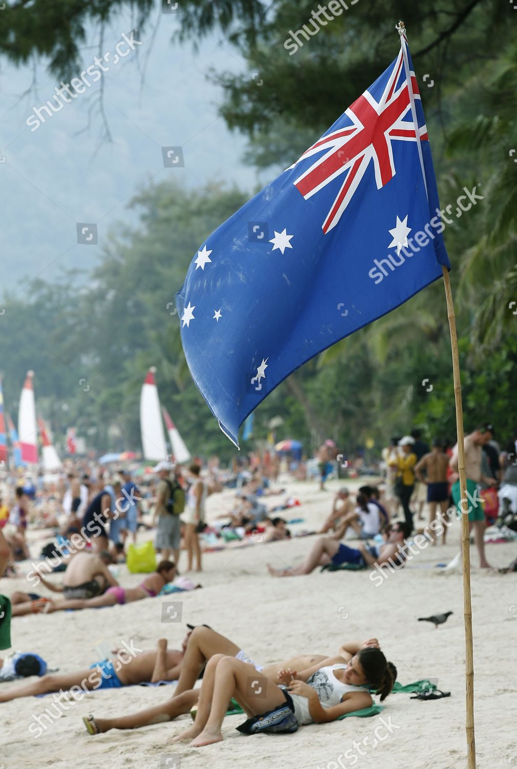 Foreign Tourists Sunbathe On Patong Beach Phuket Editorial Stock